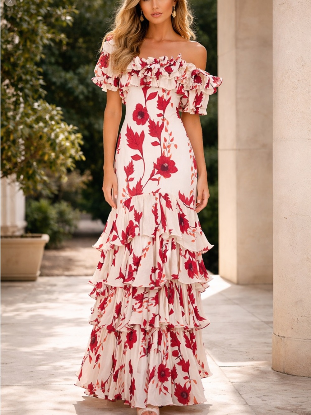 Floral Ruffle Maxi Dress The Kasara - Picture 1 of 8